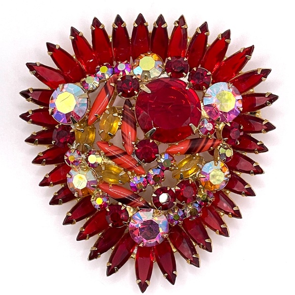 Juliana DeLizza & Elster Vintage Red AB Rhinestone Pin...